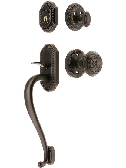 Newport Entry Lock Set in Oil-Rubbed Bronze Finish with Windsor Knob and